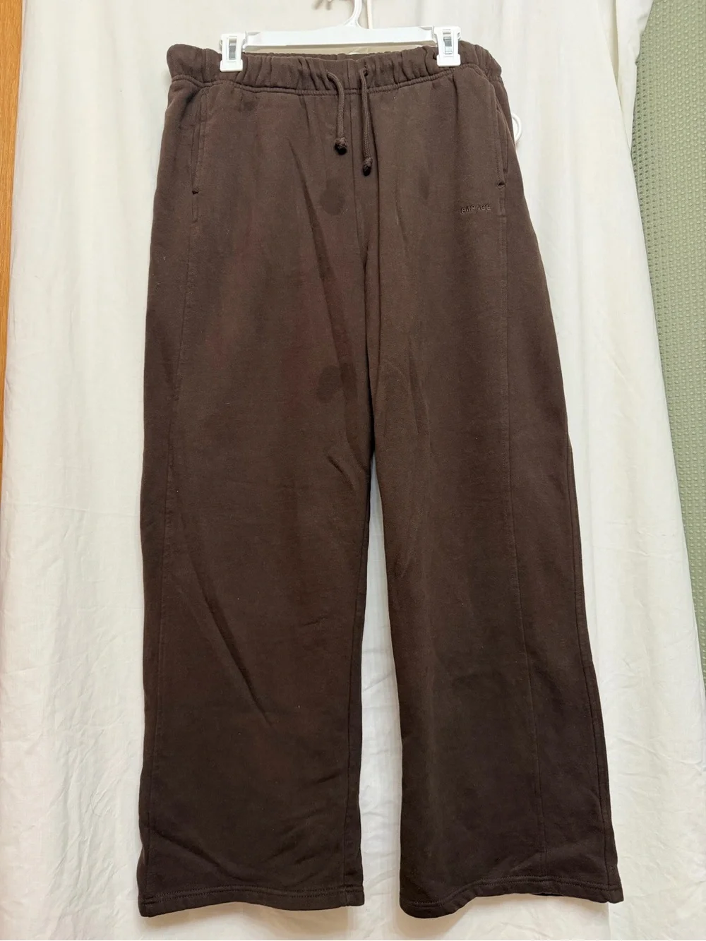 Garage Brown Elastic Waist Drawstring Sweatpants